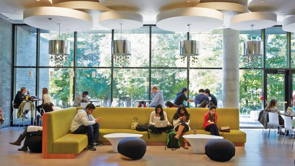 Students hanging out at UTM's Instructional Centre.