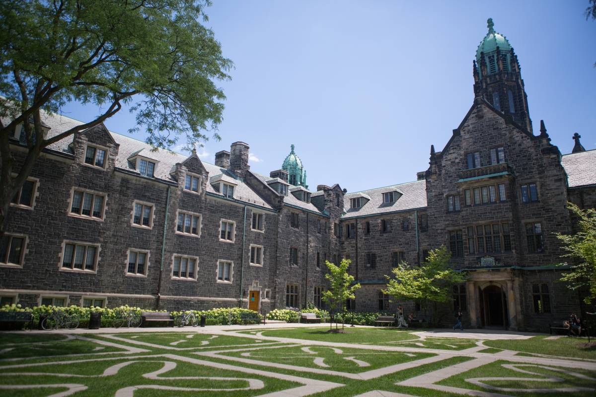 The quad of Trinity College on a clear summer day