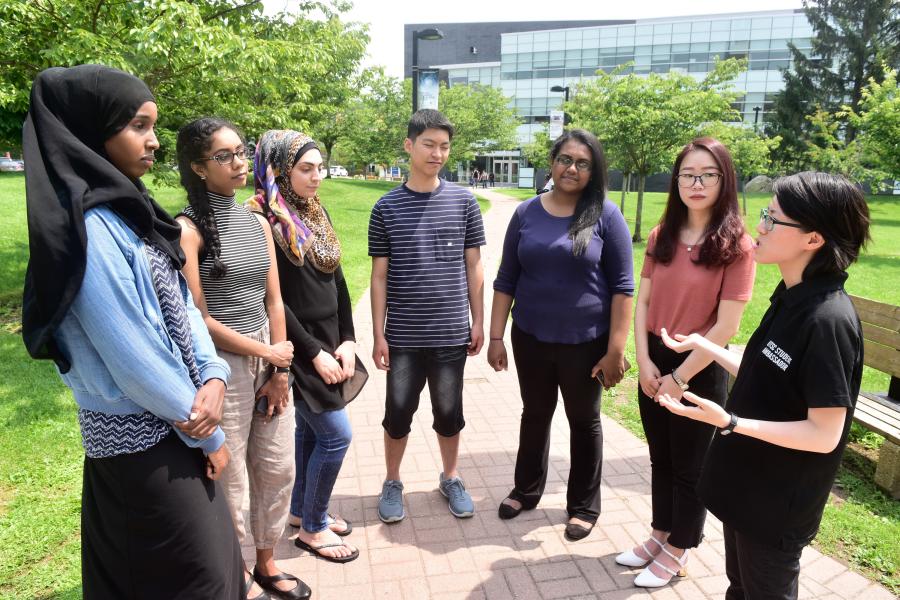 Students on a campus tour