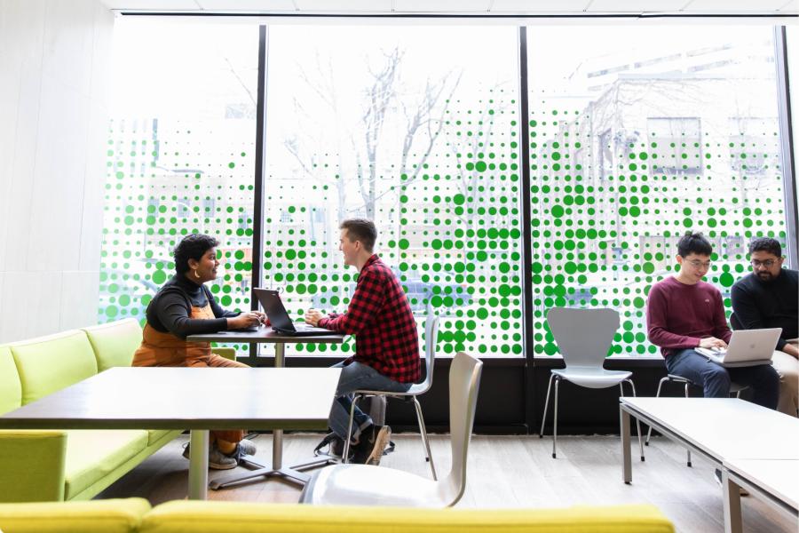 group of students in a study room