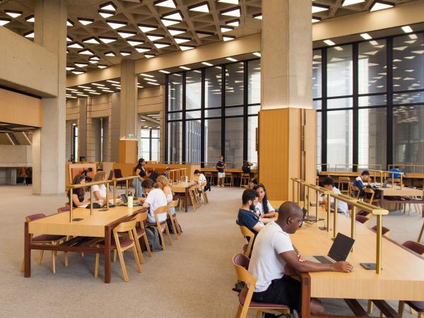 Students studing at desks at Robarts Library