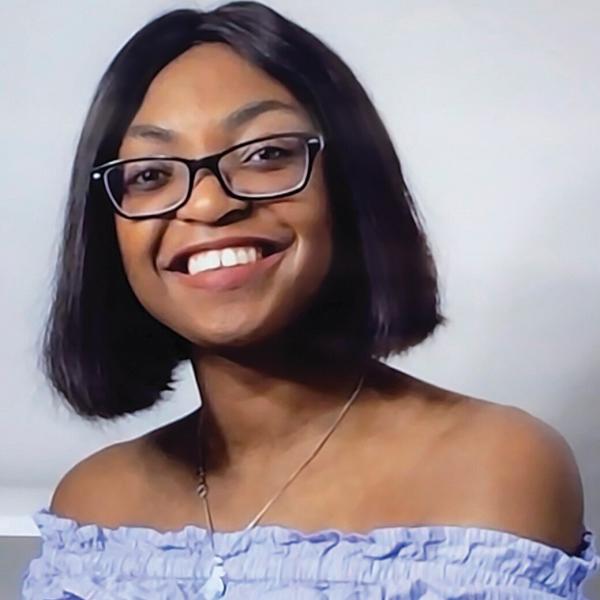 Smile student wearing glasses